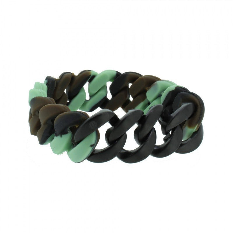 Herren Armband Silikon Camouflage / Edelstahl Schwarz Matt